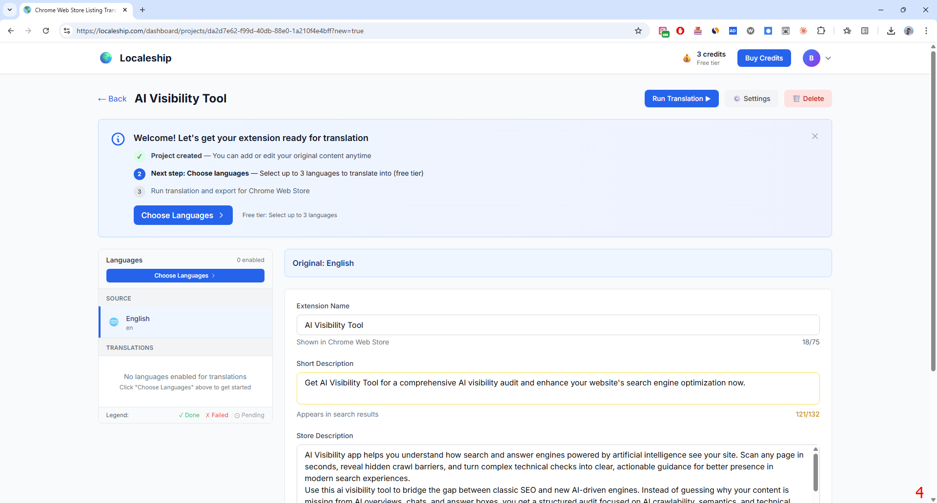 Chrome Extension Listing Translator - Launch AI