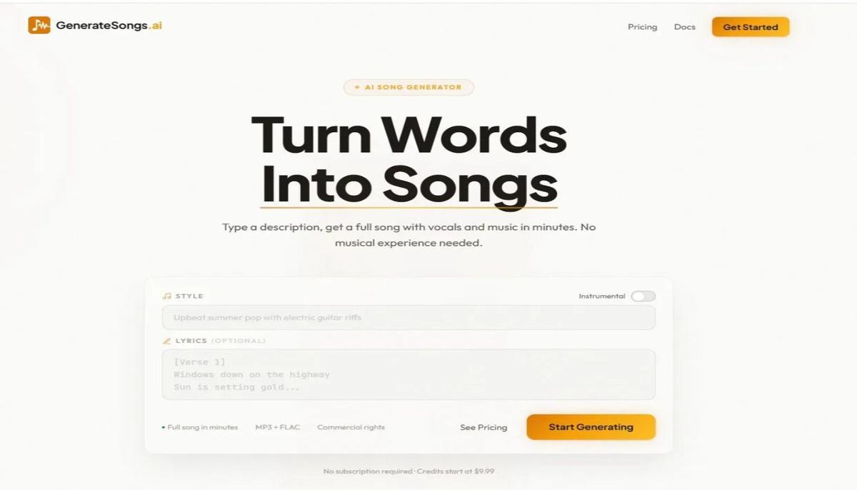 GenerateSongs.ai product image 2