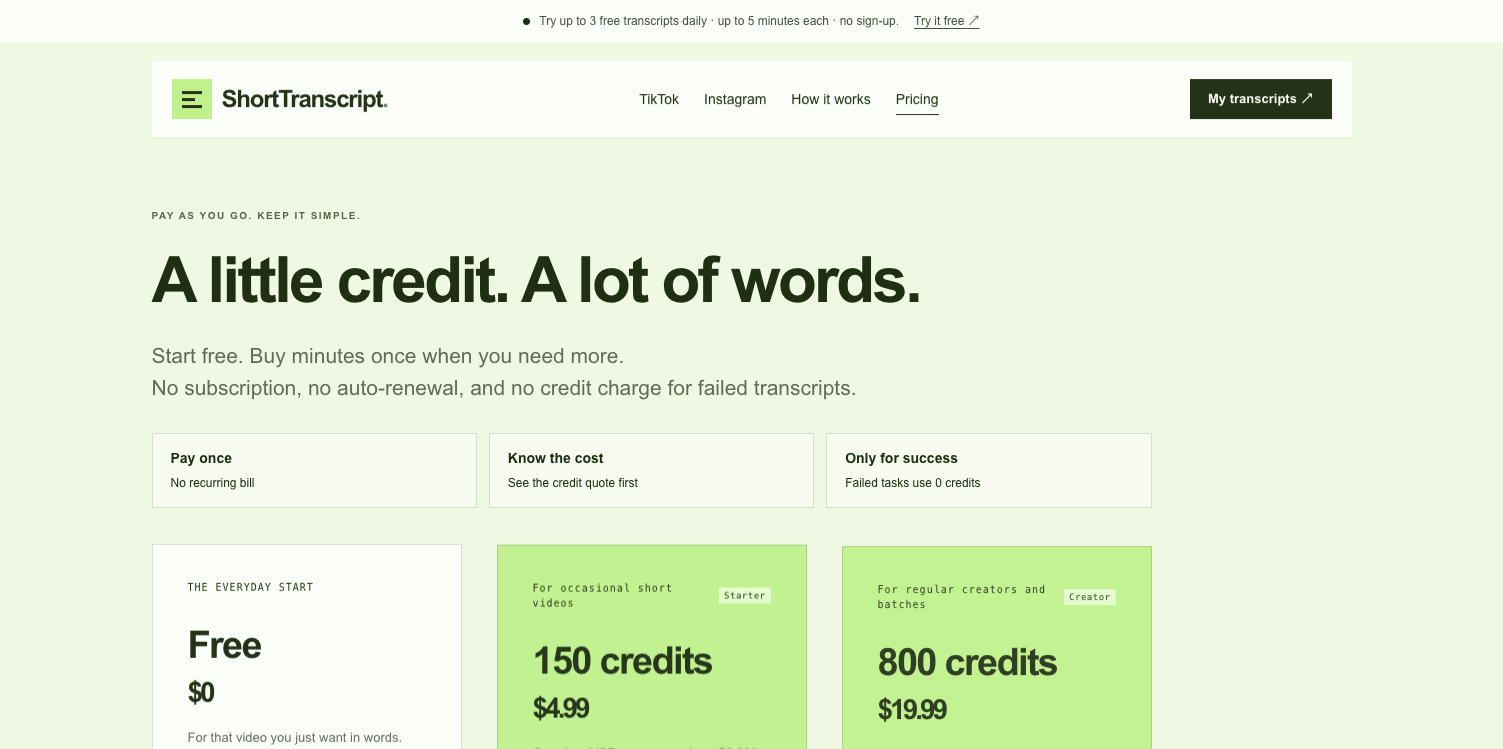 ShortTranscript product image 1