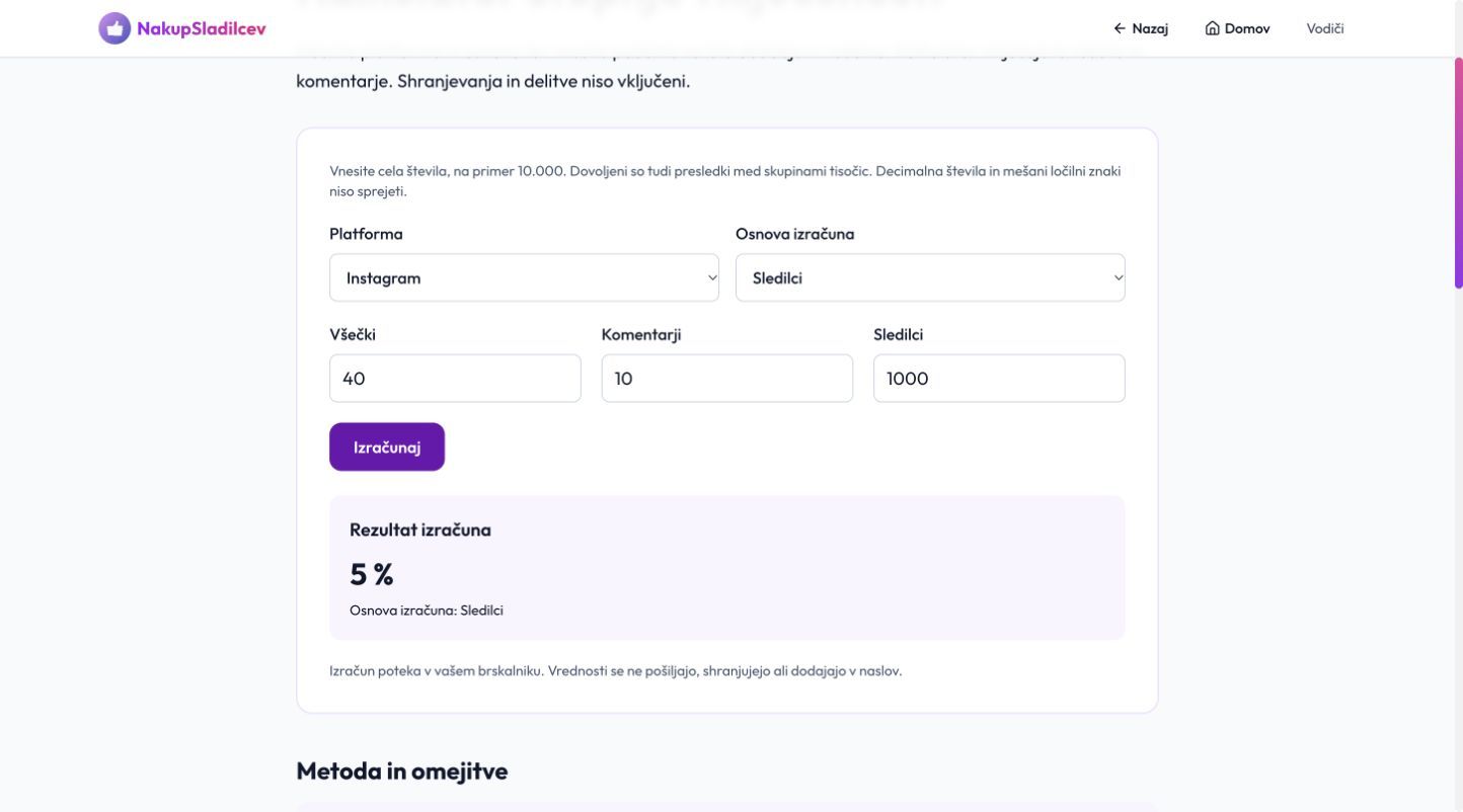 NakupSladilcev.si Engagement Calculator product image 1