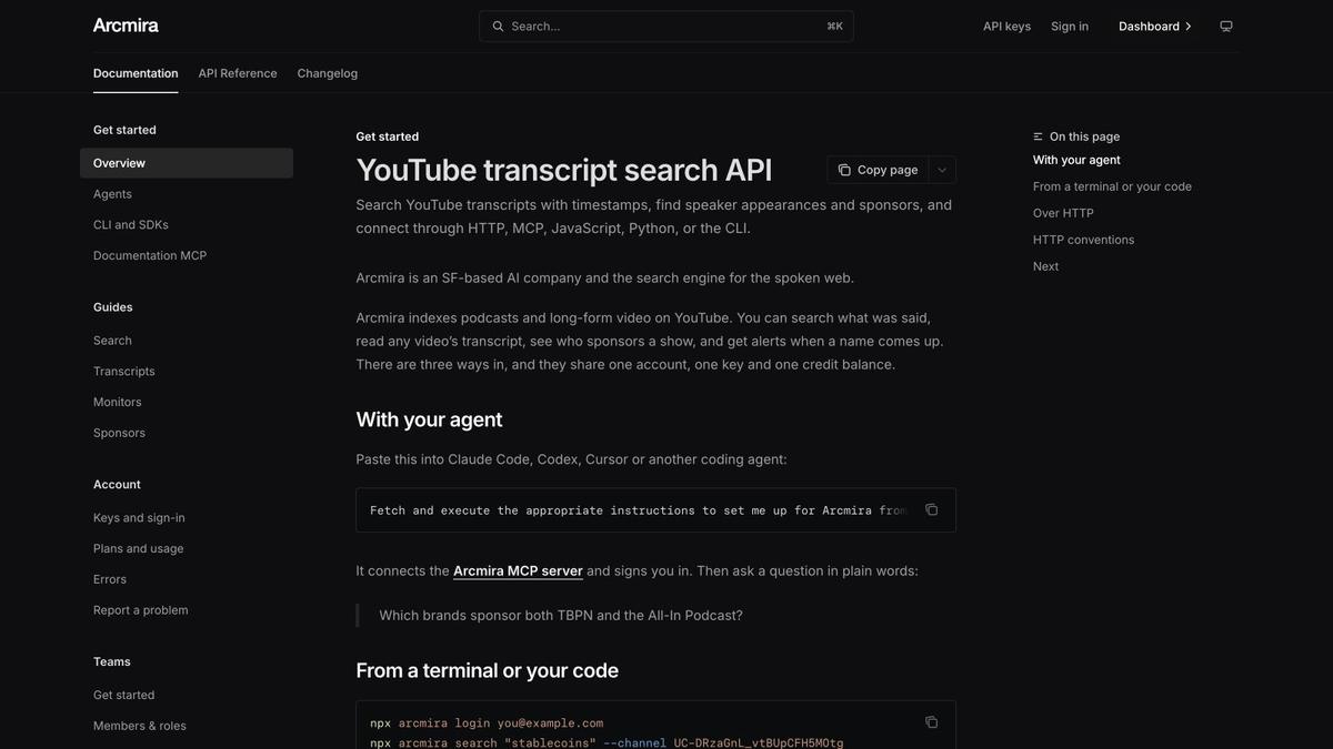Arcmira: YouTube Transcript Search product image 2