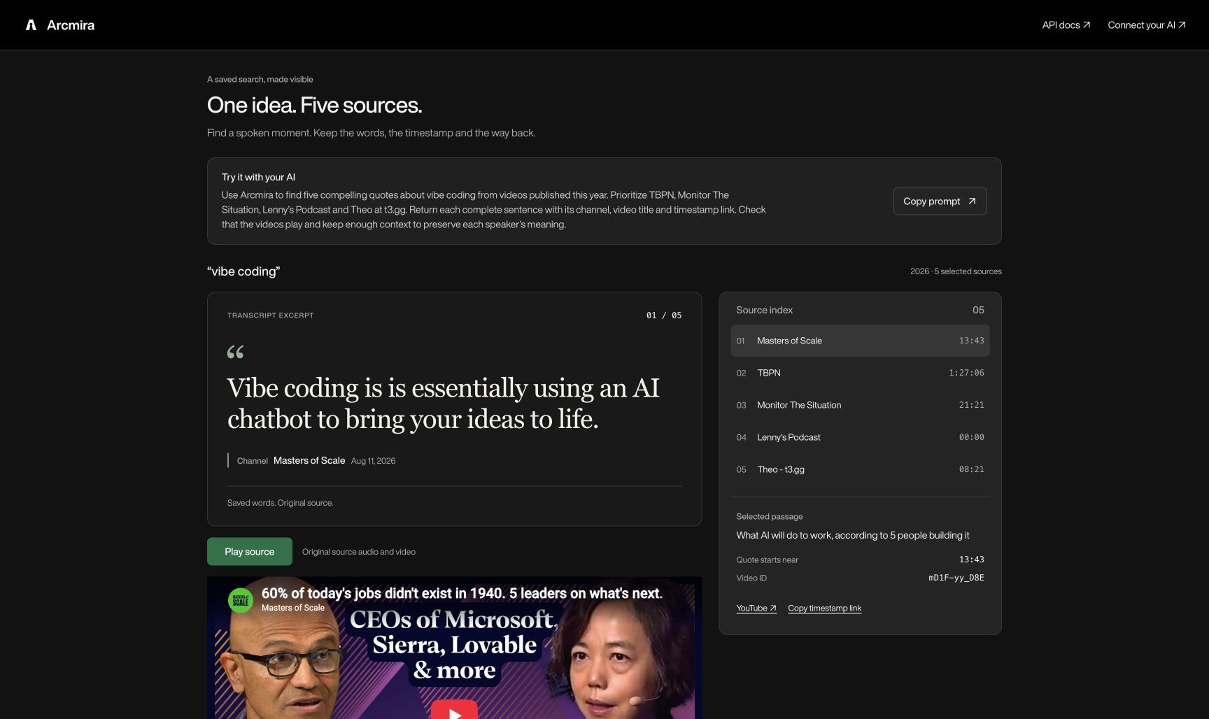 Arcmira: YouTube Transcript Search product image 3
