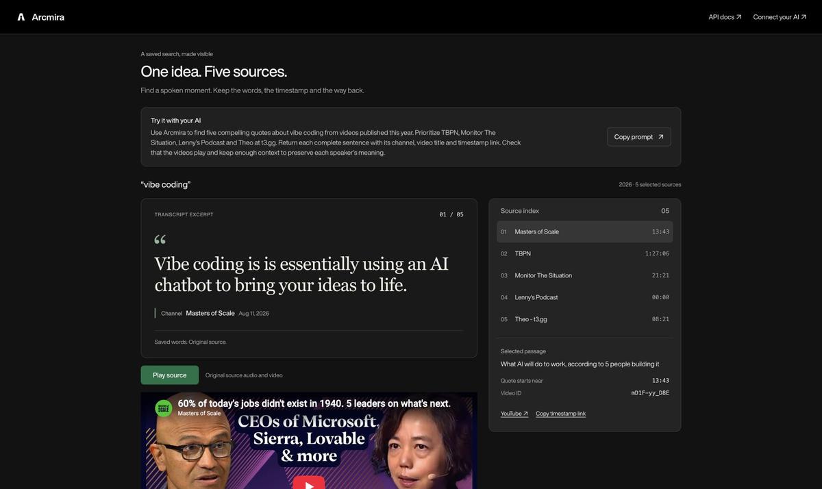 Arcmira: YouTube Transcript Search product image 3